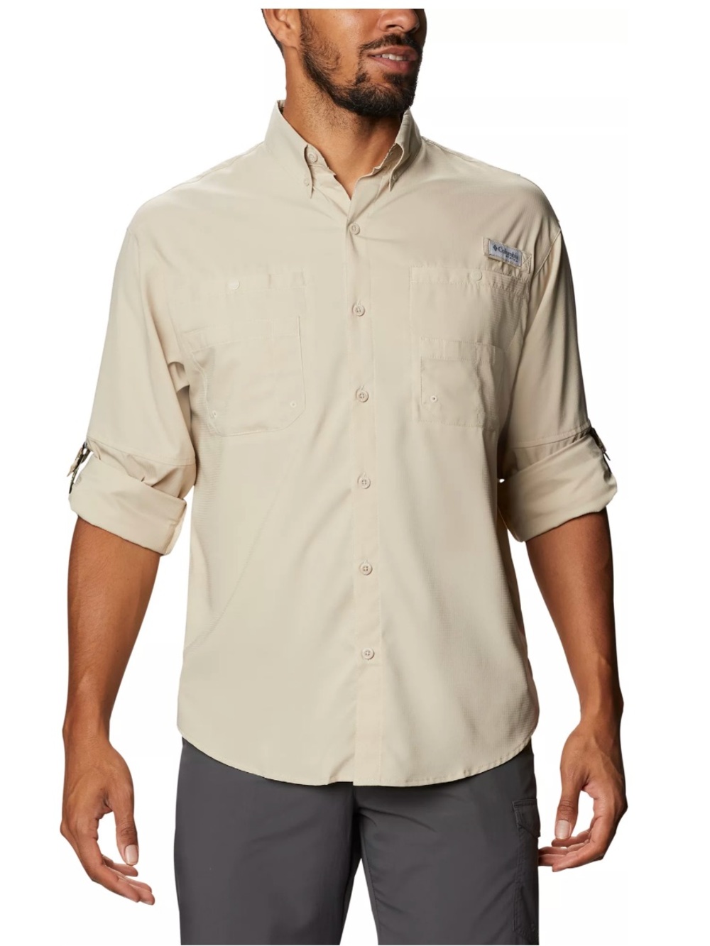Columbia PFG Men’s Long Sleeve Mesh Vented Fishing Shirt Khaki Size XL